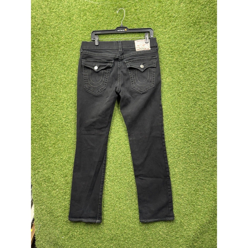 True Religion Jeans Mens 33 Ricky Relaxed Straight Big T Flap Pockets y2k Grunge